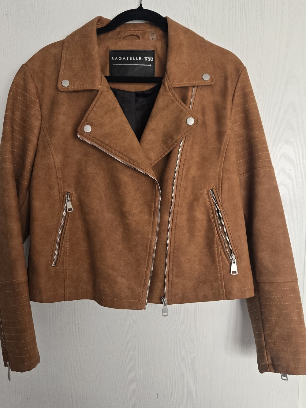 Bagatelle NYC Women's Tan Suede Bomber Jacket